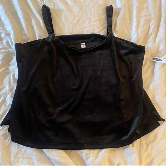 Black crushed velvet tank top - Picture 2 of 4